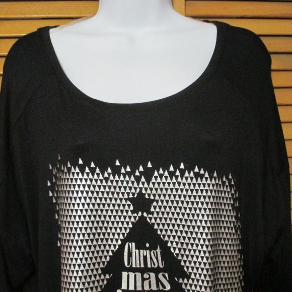 Magical Season top NEW Christmas lightweight stretchy black pullover size 1x - Picture 4 of 11